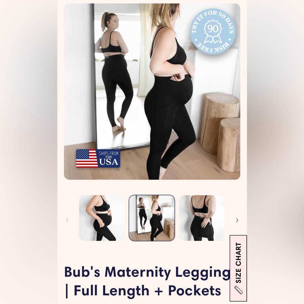 Bub’s Maternity Leggings, Full Length, with Pockets (like new!)